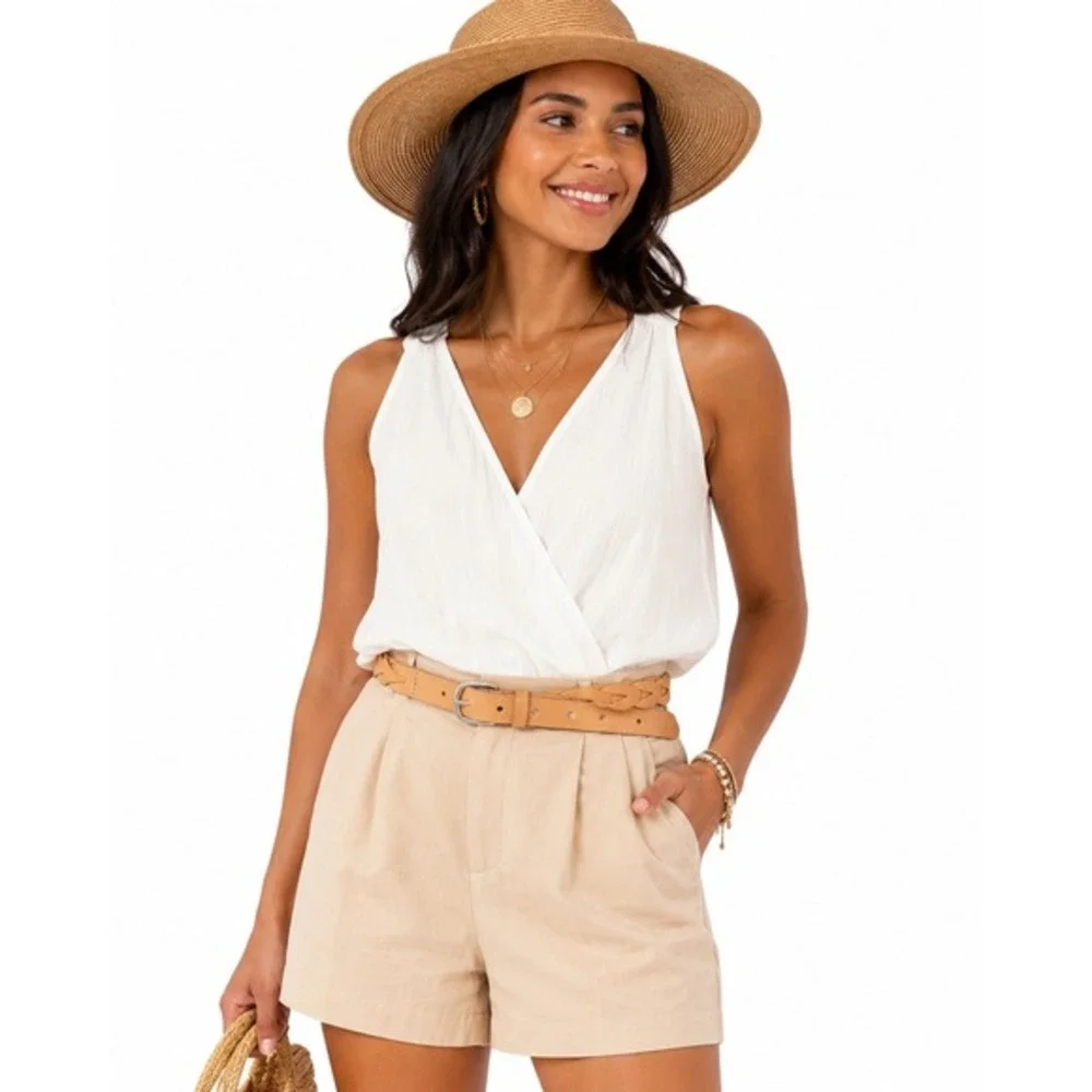 Tan Braided Leather Skinny Belt Silver Buckle Boho Cinch Waist Casual Chic 47-77